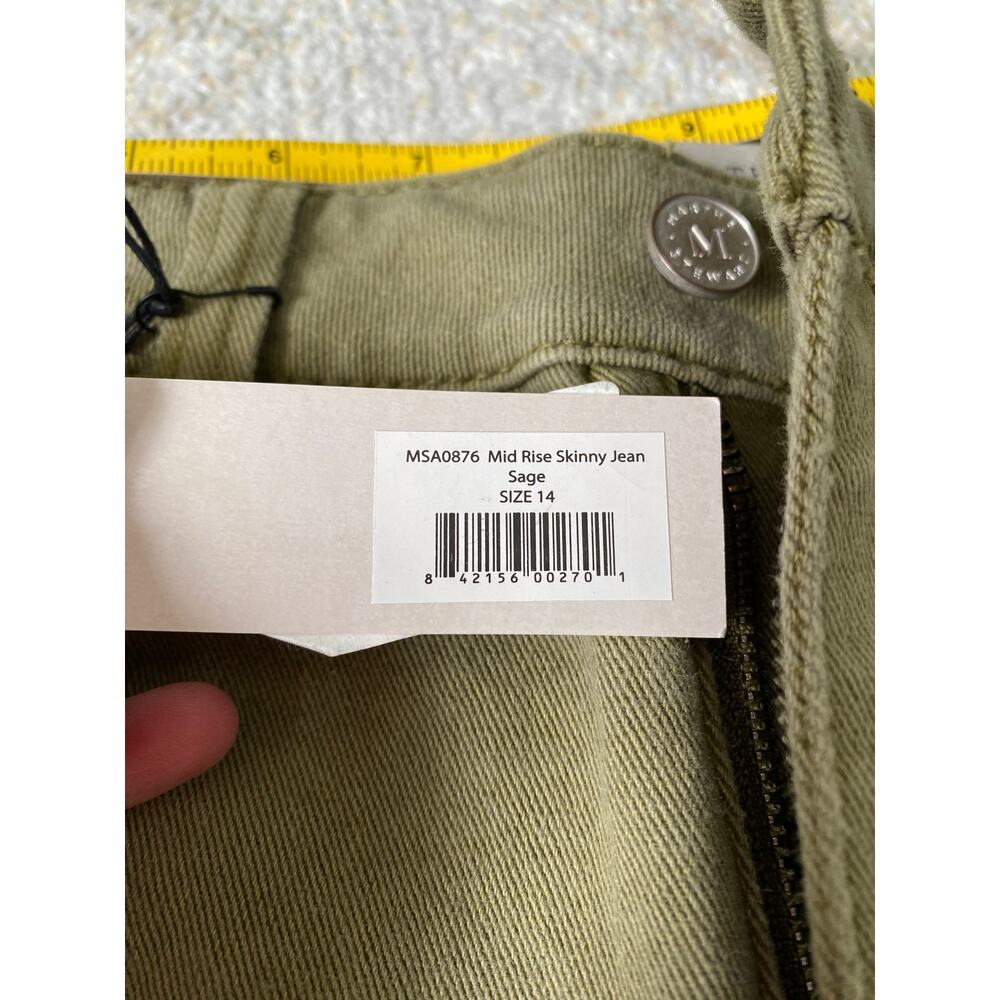 Martha Stewart Women's Mid-Rise Skinny Jeans, Sage Green, Olive, NWT Size 14 - Picture 7 of 9